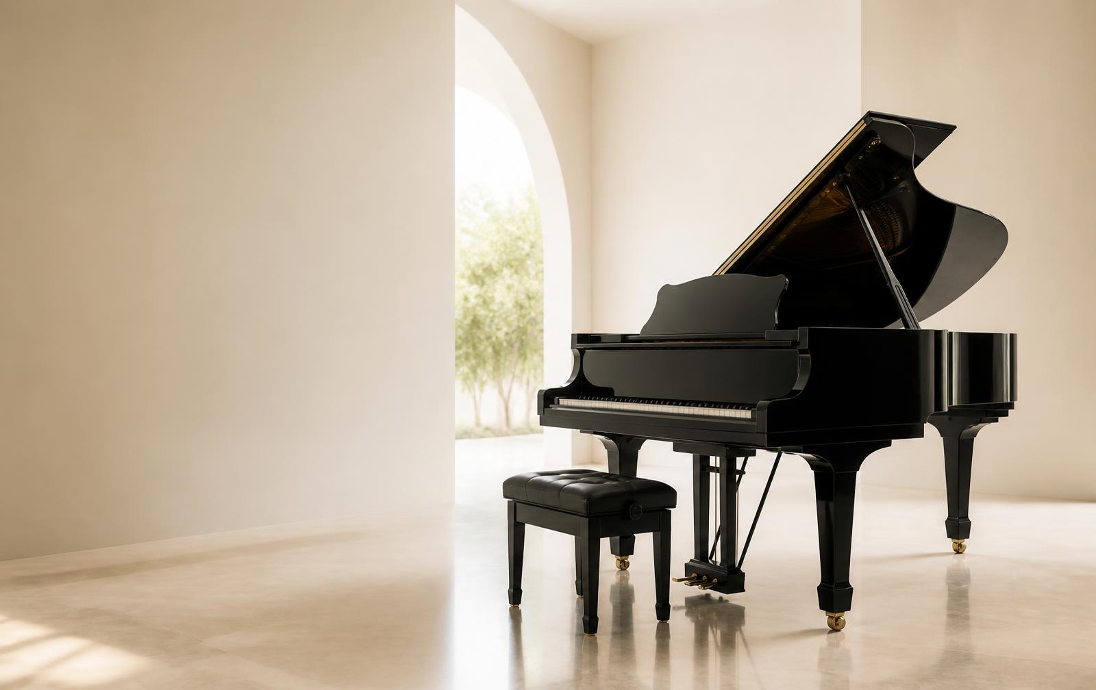 Piano de cola en la exposición de Musicasa